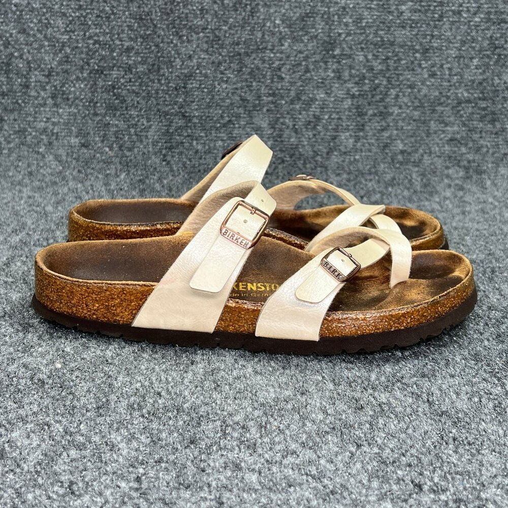 Birkenstock Mayari Sandals Womens Size 7 Cream Birko-Flor Buckle Strap Flip Flop